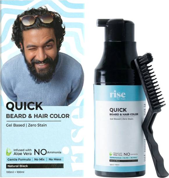 Rise for Men Quick Beard & Hair Color | No Ammonia | No Staining | Mess-Free | Gel Formula , Natural Black