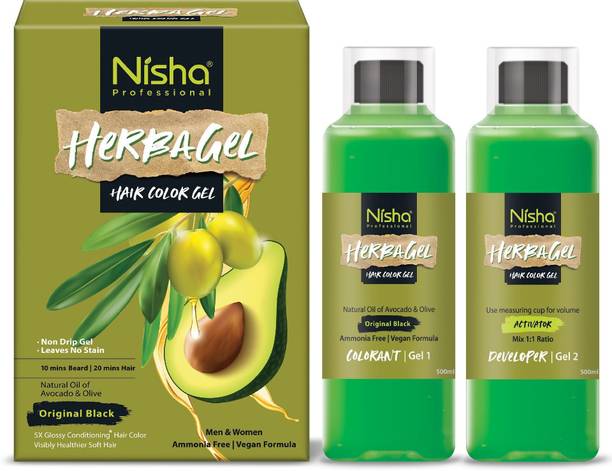 Nisha Fruit Care Hair Color Gel Beard Color No Ammonia Vegan No Paraben Leave No Stain , Black
