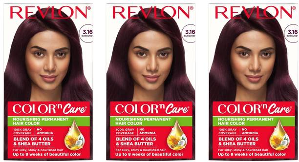 Revlon Color N Care Permanent Hair Color Cream 107.5 ml x 3 , 3.16 Burgundy