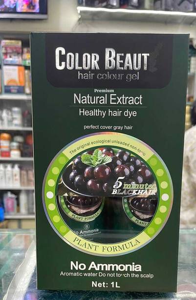Premium Natural Extract Healthy Hair Dye Black Color Gel 1000ml , Green Packing Grape Plant Formula, Amonia Free For Men & Women, Natural Black
