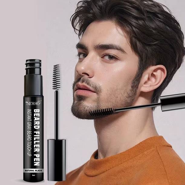 Desi Crew Professional Beard Filler Pen Instant Gray Beard Touch-Up & Beard for Men , BLACK
