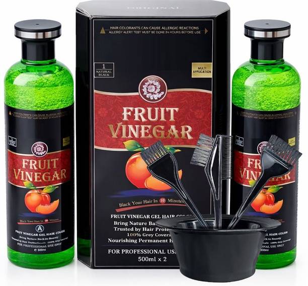 URBANBEAUTEBLANC Fruit vinegar natural black hair color WITH COLORING BOWL SET , NATURAL BLACK