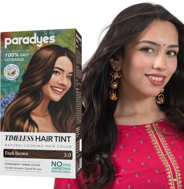 Paradyes Dark Brown Timeless Permanent Crème Hair Colour for Complete Grey Coverage , Dark Brown