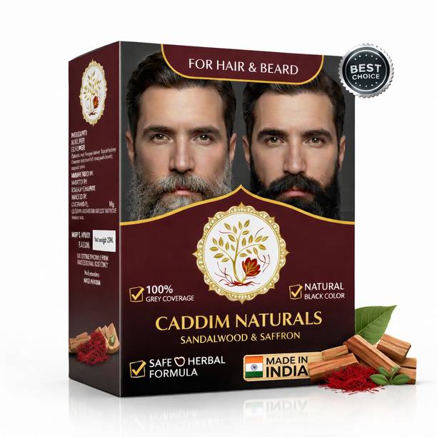 CADDIM NATURALS Men Hair & Beard Colour |No Ammonia |No stain |100ML Box (Pack of 1 ) , Natural Black