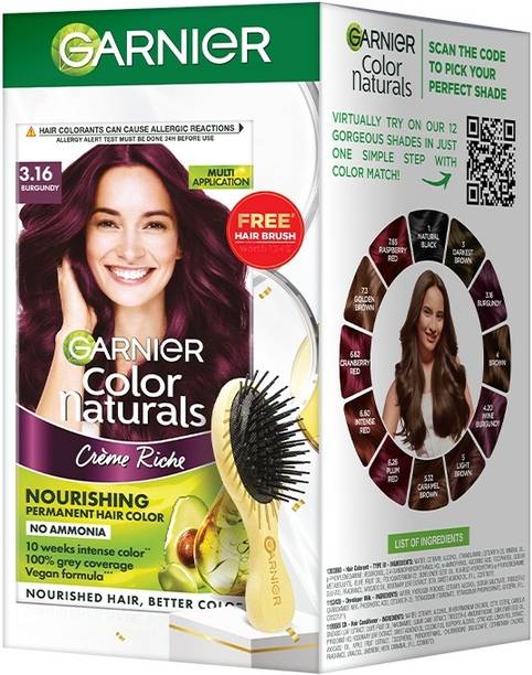 गार्नियर Color Naturals 3.16 Burgundy+Free Hairbrush, No Ammonia Hair Color हेयर कलर