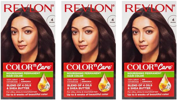 Revlon Color N Care Permanent Hair Color Cream 107.5 ml x 3 , 4 Brown