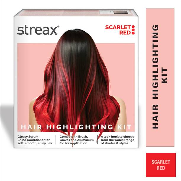 Streax Hair Colour Highlight Kit , Hair Colour for Women, DIY Application , Scarlet Red