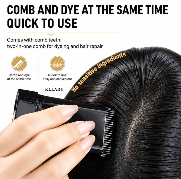 KLLARY Black Hair Color Comb Stick K33 Grey Hair Coverage for Men & Women , BLACK