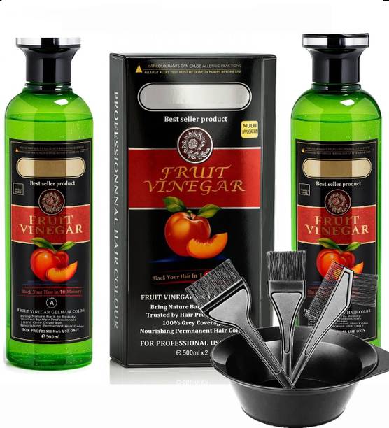 URBANBEAUTEBLANC Fruit vinegar natural black hair color WITH COLORING BOWL SET , NATURAL BLACK
