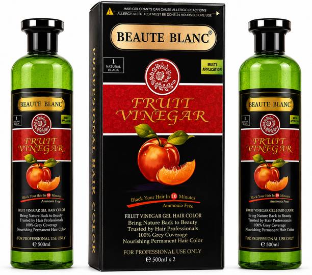 BEAUTÉ BLANC Fruit Vinegar Hair Color Black Hair in 10 Minutes big size pack , Natural Black