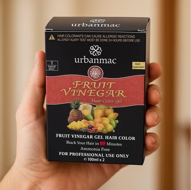 URBANMAC Professional Hair Color – Fruit Vinegar Gel, 10-Minute Black Color , Natural Black