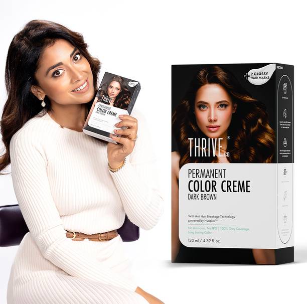 ThriveCo Permanent Color Creme | No Ammonia | No PPD | Powered by HYAPLEX™ , Dark Brown , Dark Brown