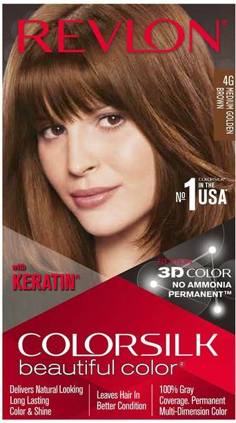 Revlon Colorsilk Hair Color with Keratin , Medium Golden Brown 4G