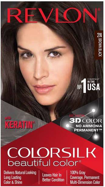 Revlon Colorsilk Hair Color with Keratin , Brown Black 2N