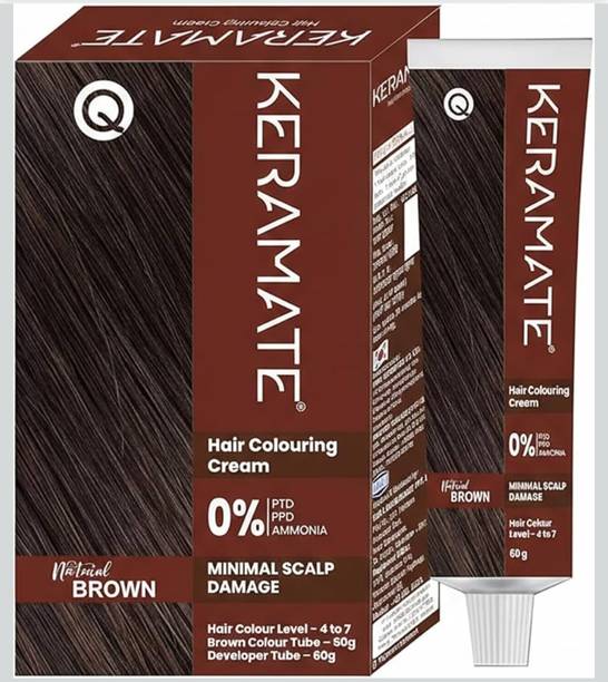 KLM LABORATORIES Keramate Hair Colouring Cream(BROWN) Natural Brown, 0% PTD, PPD, AMMONIA , NATURAL BROWN