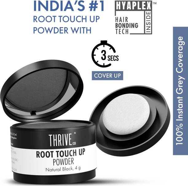 ThriveCo Root Touch-Up Powder Natural Black | Covers Greys, Bald Spots | With Hyaplex™ , Natural Black