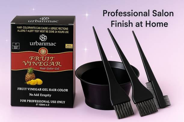 URBANMAC Fruit Vinegar Gel Based Hair Color with application Brush Bowl , Natural Black