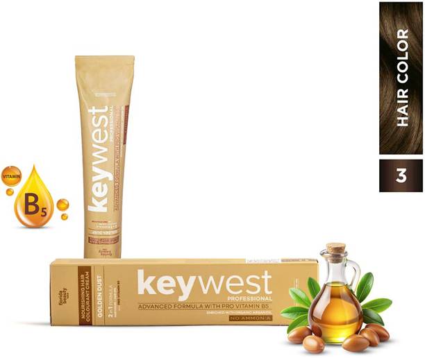 Keywest Professional Hair Color Tube No. 3, No Ammonia, 80gm , Dark Brown