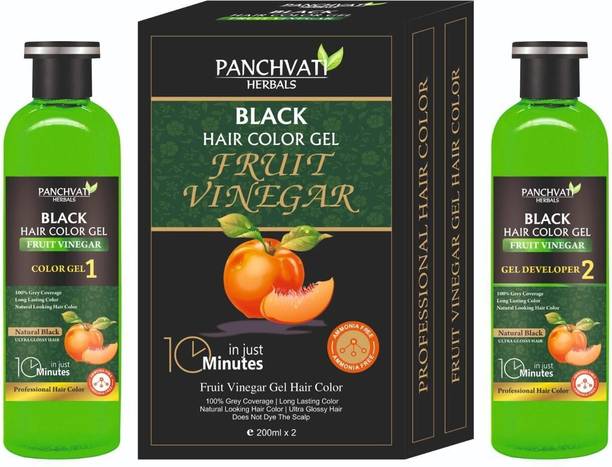 panchvati Fruit Vinegar Black Hair Color Gel Natural Hair Dye Ammonia -Free ( 400ml) , Black