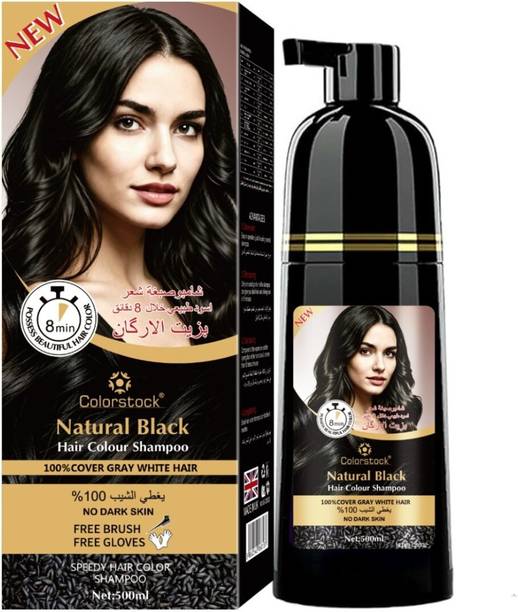 Colorstock Black Hair Dye Shampoo | Natural Hair Color With Gentle Care Formula , Black