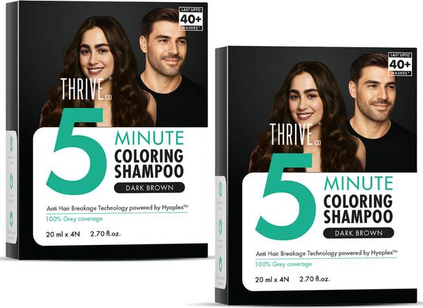 ThriveCo Coloring Shampoo | Ammonia Free | Hyaplex | Shiny Hair (Pack of 2) , Dark Brown