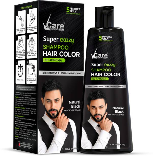 Vcare Super Eazzy Shampoo Hair Color Natural Black No...