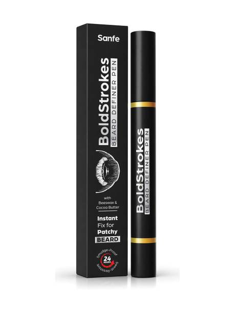 Sanfe BoldStroked Beard Definer Pen I Pack of 1 I Patch Filling Beard Colour for Men , Black