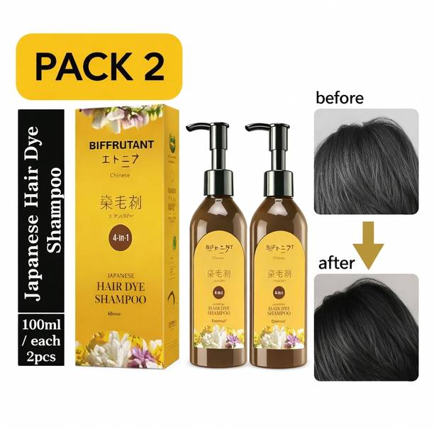 BIFRRUTANT Japnese hair dye shampoo - Safe for Daily Use for Easy At Home Hair Coloring , BLACK