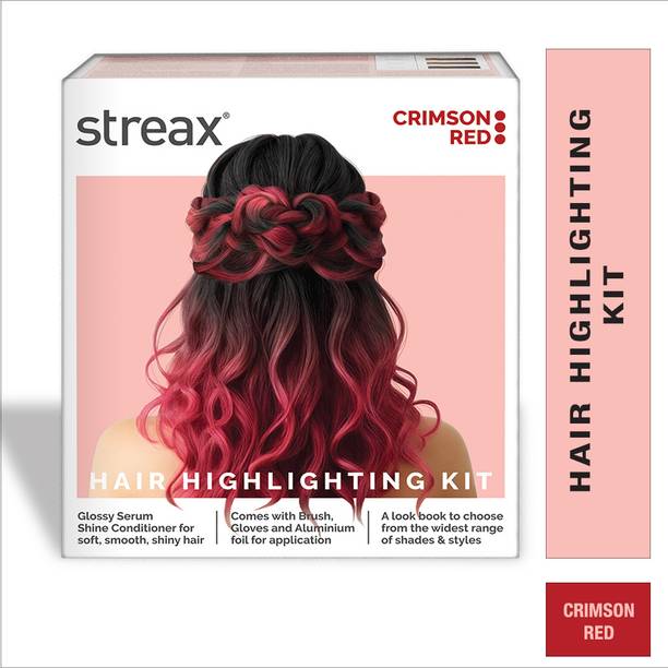 Streax Highlight Kit , Hair Colour for Women - 180g, DIY Application , Crimson Red