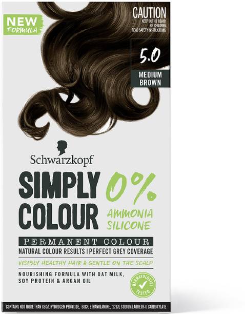 Schwarzkopf Simply Colour Permanent Hair Colour For 100% Grey Coverage - 5.00 Medium Brown , 5.00 Truffle Brown