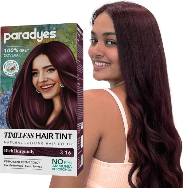 Paradyes Rich Burgundy Timeless Permanent Crème Hair Colour for Complete Grey Coverage , Burgundy