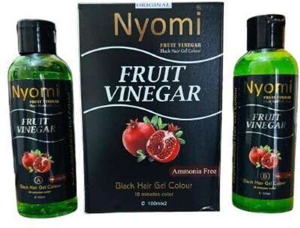 Nyomi ORIGINAL FRUIT VINEGAR BLACK GEL BASED HAIR DYE COLOR 200 ML , Natural Black