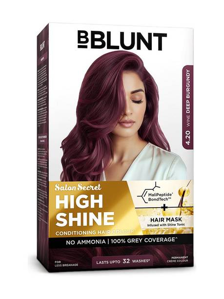 BBlunt Salon Secret High Shine Conditioning Hair Colour With MaliPeptide BondTech™ , Wine Deep Burgundy