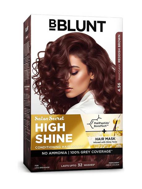 BBlunt Salon Secret High Shine Conditioning Hair Colour With MaliPeptide BondTech™ , Mahogany Reddish Brown