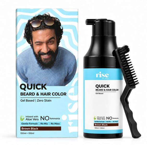 Rise for Men Quick Beard & Hair Color | No Ammonia | No Staining | Mess-Free | Gel Formula , Brown Black