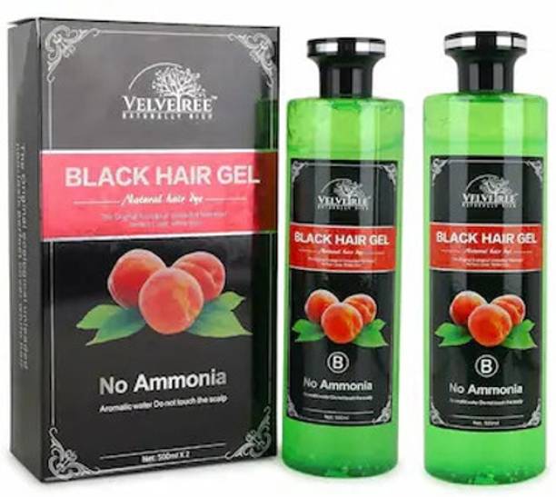 Rawal Velvetree Black Hair Gel Ammonia Free Natural Color Dye for Men & Women , BLACK
