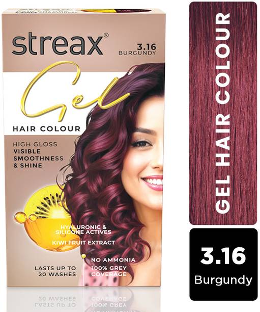 Streax Gel Hair Colour for women, 150 ml |No ammonia |100% grey coverage , Burgundy