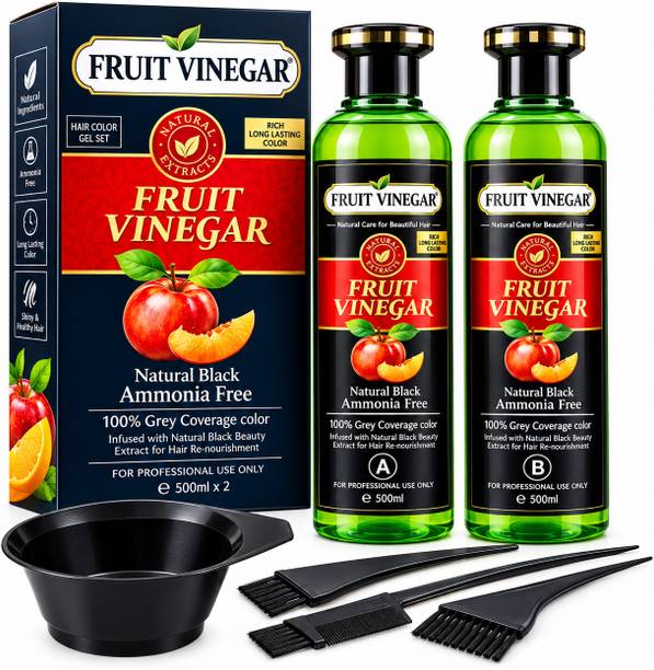 ALLEYOOP Fruit Vinegar Hair Color Gel with Bowl Set (1000ml) , black