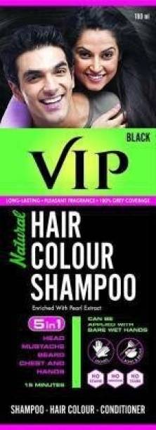 VIP 5 in 1 Hair Color Shampoo , BLACK, BLACK