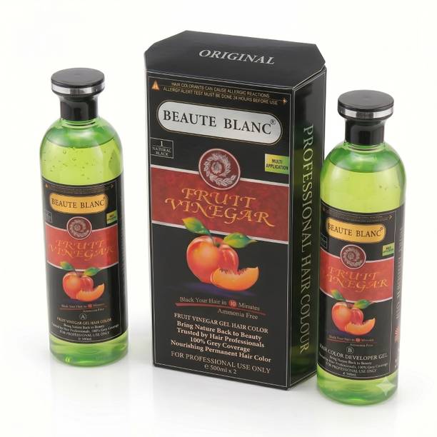 BEAUTE BLANC Fruit Vinegar Gel Hair Color Natural Black 500ml x 2 , natural black
