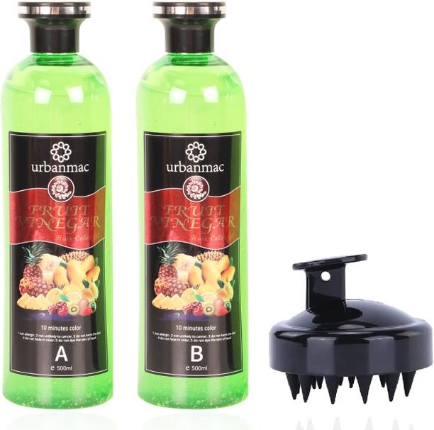 URBANMAC Fruit Vinegar Black Gel Color Professions Hair Colour + (Shampoo Massager) , Black