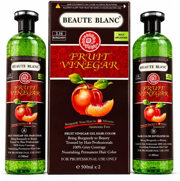 BEAUTE BLANC Fruit Vinegar Hair Color Black Hair in 10 Minutes (500*2) , Burgundy