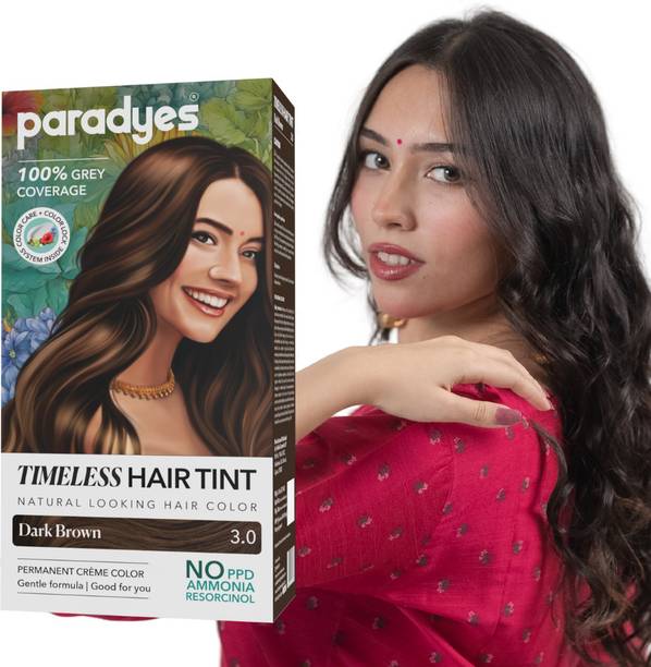 Paradyes Mini Dark Brown Timeless Permanent Crème Hair Colour for Complete Grey Coverage , Dark Brown
