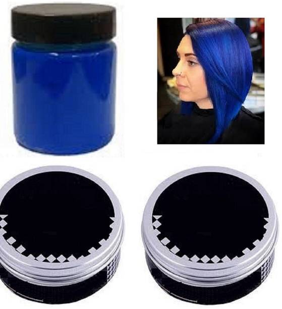 Luipui UNIQUE TEMPORARY HAIR COLOR WAX ROYAL BLUE AND HAIR GEL COMBO PACK OF3 , ROYALL BLUE, CLEAR COLOR