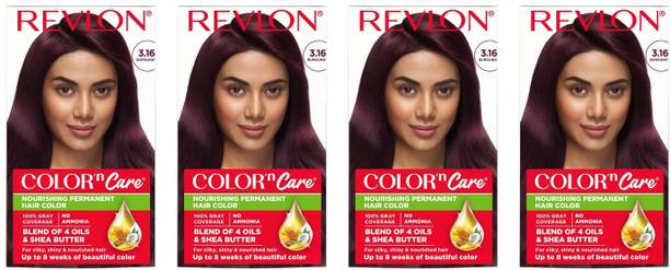 Revlon Color N Care Permanent Hair Color Cream 107.5 ml x 4 , 3.16 Burgundy