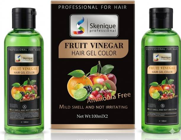 SKENIQUE Fruit Vinegar Hair Gel Colour 200 ML (100ml*2) ammonia free dye , Black