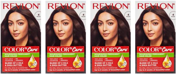 Revlon Color N Care Permanent Hair Color Cream 107.5 ml x 4 , 4 Brown