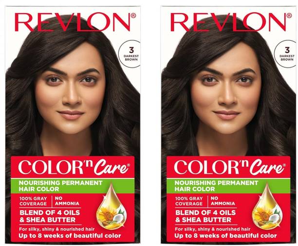 Revlon Color N Care Permanent Hair Color Cream 107.5 ml x 2 , 3 Darkest Brown