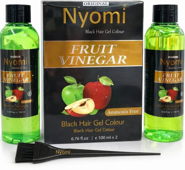 Nyomi ORIGINAL FRUIT VINEGAR BLACK GEL BASED HAIR DYE COLOR 200 ML , Natural Black