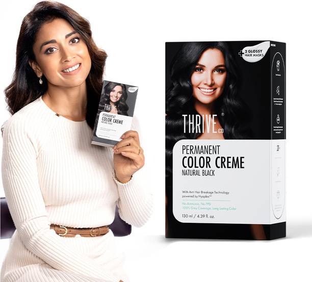 ThriveCo Permanent Color Creme | No Ammonia | No PPD | Powered by HYAPLEX™ , Natural Black
